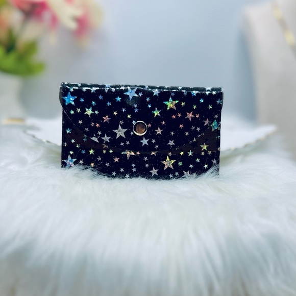 Handbags - Starry Star Night Black Clear Card Case Wallet